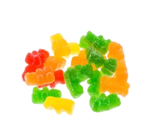 Kervan Sour Gummy Bears sugar coated candy in yellow red green and orange