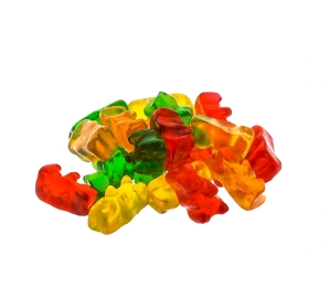 Kervan Gummi Bears candy in yellow red green and orange
