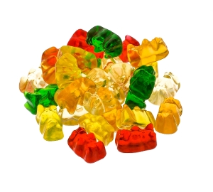 Haribo Gold-Bears Gummy, Gummi, candy, haribo, fruit, red, yellow, green, white, orange, bear, bears, gold bears, gold-bears