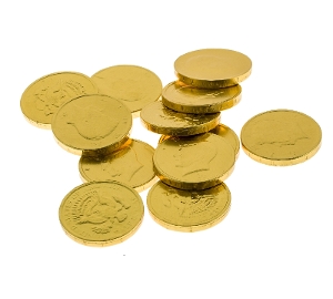 Gold Foiled Milk Chocolate Half Dollar Coins  are novelty gold foiled milk chocolate candy