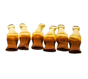 Haribo Gummi Super Cola Bottles  are cola flavored gummy candy in white and brown bottles