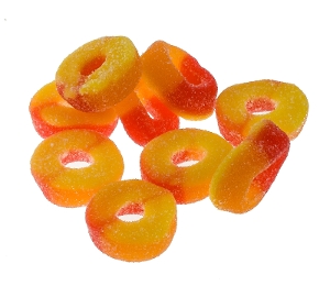 Kervan Gummi Peach Rings are gummy candy