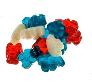 Albanese Freedom Gummi Bears patriotic gummy candy in red white and blue