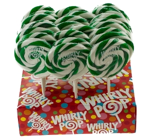 Whirly Pop - Green & White - Lime 3.0 inch 1.5 oz. of lollipop candy