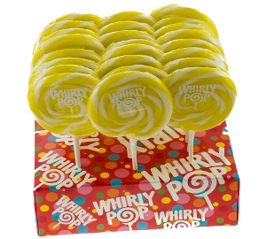 Whirly Pop - Yellow & White - Lemon 3.0 inch 1.5 oz.  of lollipop candy